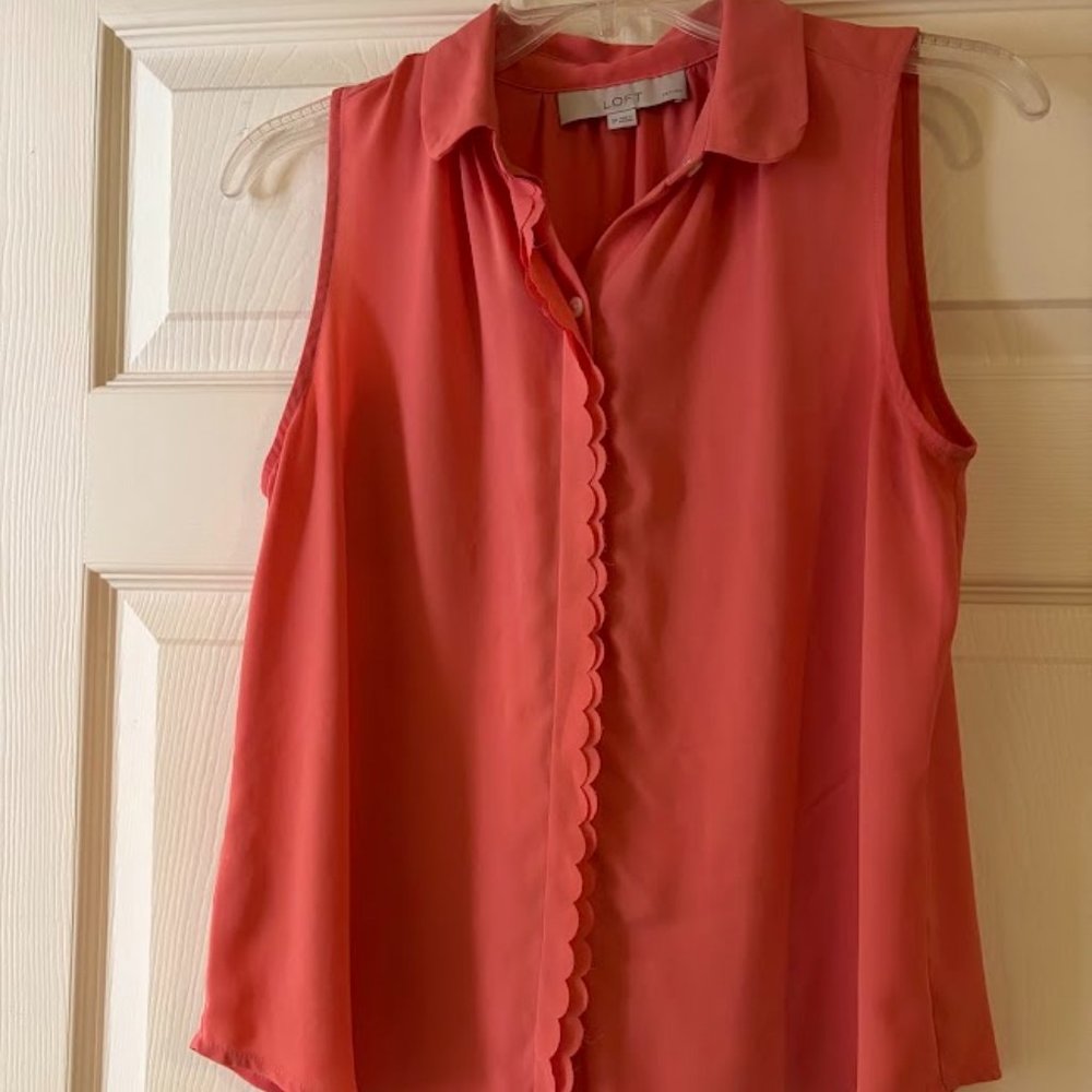 LOFT coral pink button up